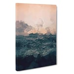 Ocean Beneath a Peach Sky in Abstract Canvas Print for Living Room Bedroom Home Office Décor, Wall Art Picture Ready to Hang, 30 x 20 Inch (76 x 50 cm)