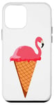 Coque pour iPhone 12 mini Glace Gaufrier Boule de glace Flamant rose