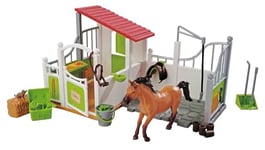 Simba 104342646 Boîte pour Chevaux et Espace de Lavage avec Cheval, écurie, écurie, 30 x 19 cm, Chat, Selle, Bride et Accessoires, à partir de 3 Ans