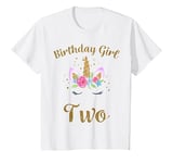 Youth 2nd Birthday Girl Unicorn Shirt 2 Year Old Birthday Outfit T-Shirt