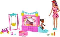 BARBIE Skipper Baby Sitter Château gonflable avec bébé / ENFANT Fille Jeux jouet