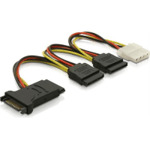 Deltaco SATA-16 SATA-kabel 0,15 m SATA 15-pin 2 x SATA 155-pin Sort, Rød, Hvit, Gult