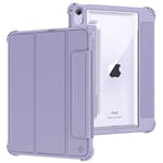 FINTIE Coque Hybride pour iPad Air 11 Pouces 2024 M2 / iPad Air 5 2022 / iPad Air 4 2020 10.9", Housse Robuste Test de Chute Militaire Etui Transparent Antichoc, Cover Réveil/Veille Auto, Lilas