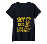 Womens Chicken Game Don't Look At This Chicken V-Neck T-Shirt