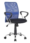 La Chaise Espagnole Salamanca - Fauteuil, Chaise de Bureau, Simili Cuir, Bleu, 59x58,5x105