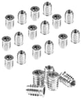 100PCS Insert Fileté Bois Ecrou Hexagonal M8 x 20 mm Insert a Visser en Alliage de Zinc Douille Filetée Vis à Tête Insert Bois M6 pour Meubles Chaises Lits en Bois