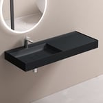 Doporro - Lavabo Suspendu avec Bonde Vasque à Poser Gris Noir Mat 120x46x12cm Lave Mains Rectangulaire avec Perçage de Robinet Colossum630