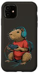 Coque pour iPhone 11 Capybara Gamer Casque de jeu vidéo pour adolescents et joueurs de jeux