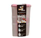 BeeHome Set of 3 BPA-Free Plastic Cereal Food Storage Containers with Pink Lids