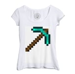 T-Shirt Femme Col Echancré Pioche Diamant Jeux Vidéo Bac A Sable Aventure