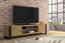 Meuble TV couleur chêne rustique avec pieds noirs188x47Hx40 Cm