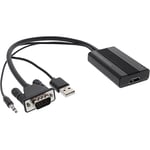 InLine® Convertisseur VGA+Audio vers HDMI, entrée VGA et Jack Audio stéréo, Sortie HDMI, Alimentation USB Incluse