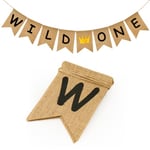 G2PLUS Une Bannière de Chaise Haute Pré - Assemblé "Wild ONE" Bannière Joyeux Anniversaire Anniversaire Une Guirlande Anniversaire Jute pour le Premier Anniversaire de BéBé