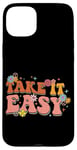 iPhone 15 Plus Take It Easy Retro Floral Motif Case