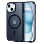 ESR Coque pour iPhone 15, Compatible avec MagSafe, Protection Militaire, Anti-jaunissement, Dos Anti Rayures, Coque Magnétique, Noir Givré