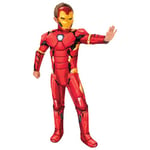 Rubies Costume Iron Man Deluxe pour enfants avec poitrine rembourrée, couvre-bottes et masque officiel Marvel pour carnaval, Noël, anniversaire, fête et Halloween