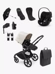 Bugaboo Fox 5 Pushchair & Accessories with Cybex Cloud G i-Size Rotating Baby Car Seat and Base G Rotating ISOFIX Bundle, Misty White/ Moon Black