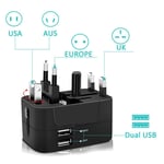 AU/US/UK/EU Socket Converter Power Adapter Travel Plug USB Charger 2 USB Port