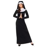 amscan 9918330 Women's Nun Habit & Headpiece Adults Fancy Dress Costume (UK Dress 10-12)