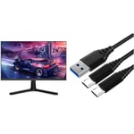 KOORUI 24 Inch Computer Monitor - FHD 1080P Gaming Monitor 165Hz VA 1ms, AdaptiveSync Technology & PS4 Controller Charger Cable,2 Pack 3M/10FT Micro USB Cable Charging Sync Cord for Sony PlayStation