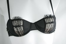 Chantal Thomass ~ FRIVOLE ~ bra black UK 32B balcony with spotted mesh