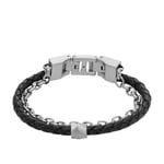 Fossil men's bracelet All Stacked Up leather black, JF04556040