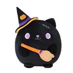 Xfrog Halloween Plush Toys 10" Stuffed Animal Soft Cat Plushies Pillow Witch Broom Cat Plush Toys Gifts for Kids Girls Boys 25CM