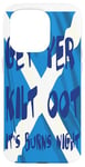 Coque pour iPhone 15 Pro Obtenez Yer Kilt Oot Its Burns Texte bleu nuit avec Saltire