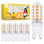 wowatt G9 LED Bulbs Dimmable Warm White 3000K, 4W LED G9 Bulbs Equivalent to 40W G9 Halogen Bulb, 400LM, AC 220-240V, CRI＞83, No Flicker, Energy Saving G9 LED Capsule Light Bulbs, 6 Pack