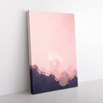 Big Box Art Moon Behind The Mountains in Abstract Canvas Wall Art Print Ready to Hang Picture, 76 x 50 cm (30 x 20 Inch), Pink, Violet, Pink, Purple, Mauve