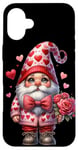 iPhone 16 Plus Heart Gnome Graphic And Valentines Flowers For Her Cute Love Case