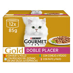 Gourmet Purina Gold Double Plaisir Nourriture Humide pour Chat Lot de 8 Paquets de 12 boîtes 85 g - 96