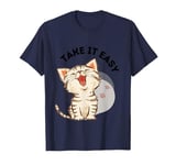 Take it easy with cute cat and cat paws design T-Shirt