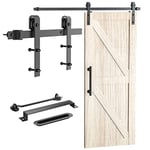 Signstek Kit de ferrures de porte coulissante verrouillable de 244 cm - Système de porte coulissante pour intérieur et extérieur avec crochets de porte et 2 poignées - Convient pour une épaisseur de