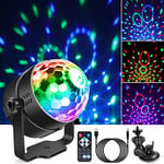 Boule Disco, RGB 360° Rotation Boule avec Télécommande à Facette Commande Vocale,7 Couleur Modes Lumière Fête 4M Câble USB, Lampe de Scène pour Fête,Noël,Bar,Club,DJ