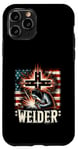 Coque pour iPhone 11 Pro Soudeur Drapeau Américain Soudage Foi Croix Chrétienne Soudure