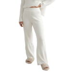 aim'n Almond White Rib Knit Pants Vit