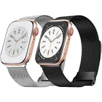 DOBSTFY Metal Strap Compatible with Apple Watch Straps 41mm 40mm 38mm, Upgraded Strong Dual Magnetic Adjustable Metal Watch Band for iWatch Series 8 7 6 5 4 3 2 1 SE for Women Men, Black & Silver