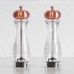 20.5cm Copper Coloured Salt & Pepper Mills Set Pots Grinders Shakers Rose Gold