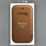 Genuine Apple iPhone 12 Mini Leather Sleeve MagSafe Case - Saddle Brown - NEW