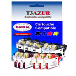 Lot de 12 cartouches d'encre compatibles type T3AZUR pour LC3219 XL pour Brother MFC-J6730DW MFC-J6930DW - T3AZUR (Noir et Couleur)