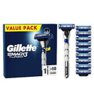 Gillette Mach3 Turbo Razor For Men 1 Gillette Razor 10 Razor Blade Refills