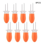 Fourchette &agrave; ma&iuml;s en acier inoxydable, 4 ensembles (8 pi&egrave;ces), un paquet d'insert de ma&iuml;s pour barbecue (Orange)