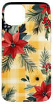 Coque pour iPhone 15 Plus Jaune aquarelle florale rouge Buffalo Plaid Merry Christmas