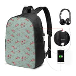 School College Backpack with USB Port Floral 122, Business Laptop Backpack Water Resistant Bag Daypack Fits 15.6 Inch Computer Notebook Rucksack