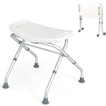 RELAX4LIFE Tabouret de Douche Antidérapant Hauteur Réglable 49-52,5 CM, Chaise de Douche/Bain Pliable en Aluminium, Siège de Douche Adulte 150KG pour