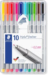 Staedtler 334 Triplus Fineliner Superfine Point Pens, 0.3 mm, Assorted Colours,