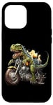 Coque pour iPhone 12 Pro Max T-Rex Tyrannosaurus Dinosaure Dino Rex équitation une moto