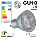 Kanlux - Ampoule led GU10 pro 7W équivalent 48W - Garantie 3 ans - Modèle Ampoule GU10 - Led GU10 580lm - Blanc Chaud - 2700K - 120° - IRC95 - Gris