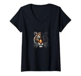 Womens Tiger in the jungle with wilderness and nature V-Neck T-Shirt